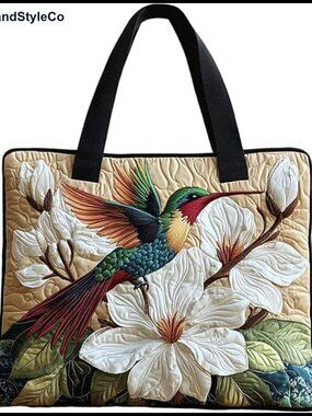 Quilted Tote Bag Large Capacity Cotton Blend Handbag for Women